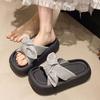 Thick-bottomed bow one-word women's summer 2025 new fashion versatile trend wear sandals casual slippers