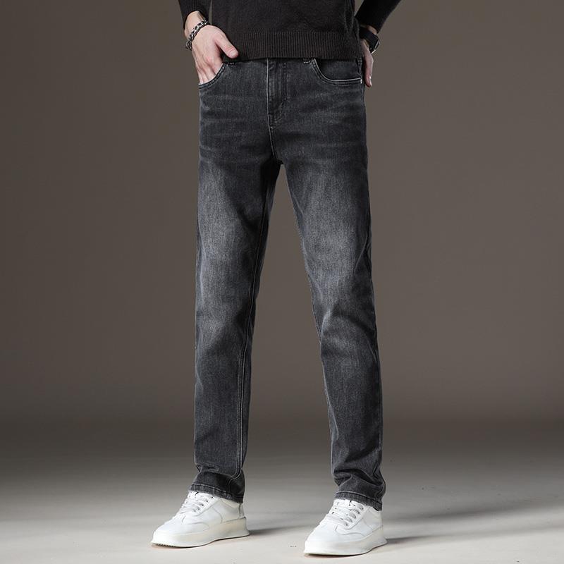 2024 Spring And Autumn New Versatile Jeans Men'S Loose Straight Tube Trendy Brand Business Elastic Casual Pants