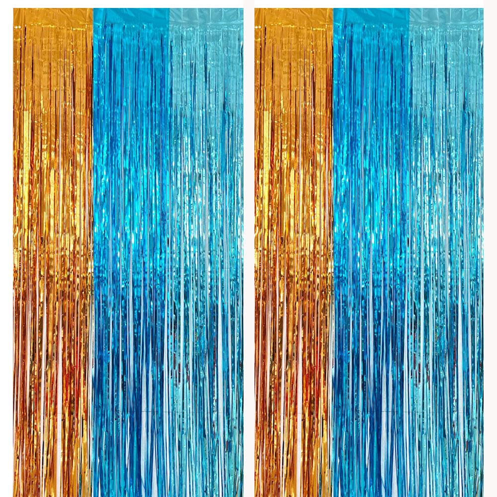 Color-Block Tinsel Curtain 1x2m - Festive Background for Christmas, Halloween, and Birthdays