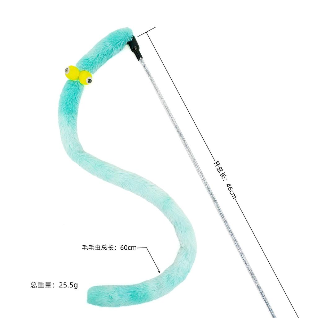 Cat Long Caterpillar Cat Amusing Stick Super Cute Big Eyes Plush with Bell Bite-resistant Plush Cat Toy