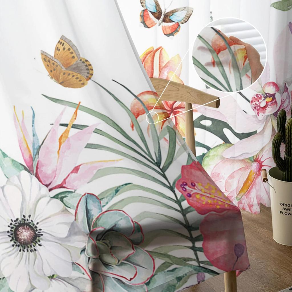 Ins Tropische Pflanze Palmblatt Bananenblatt Blume Gardinen Schlafzimmer Wohnzimmer Voile Fenster Vorhänge Tüll Vorhänge Kinderzimmer