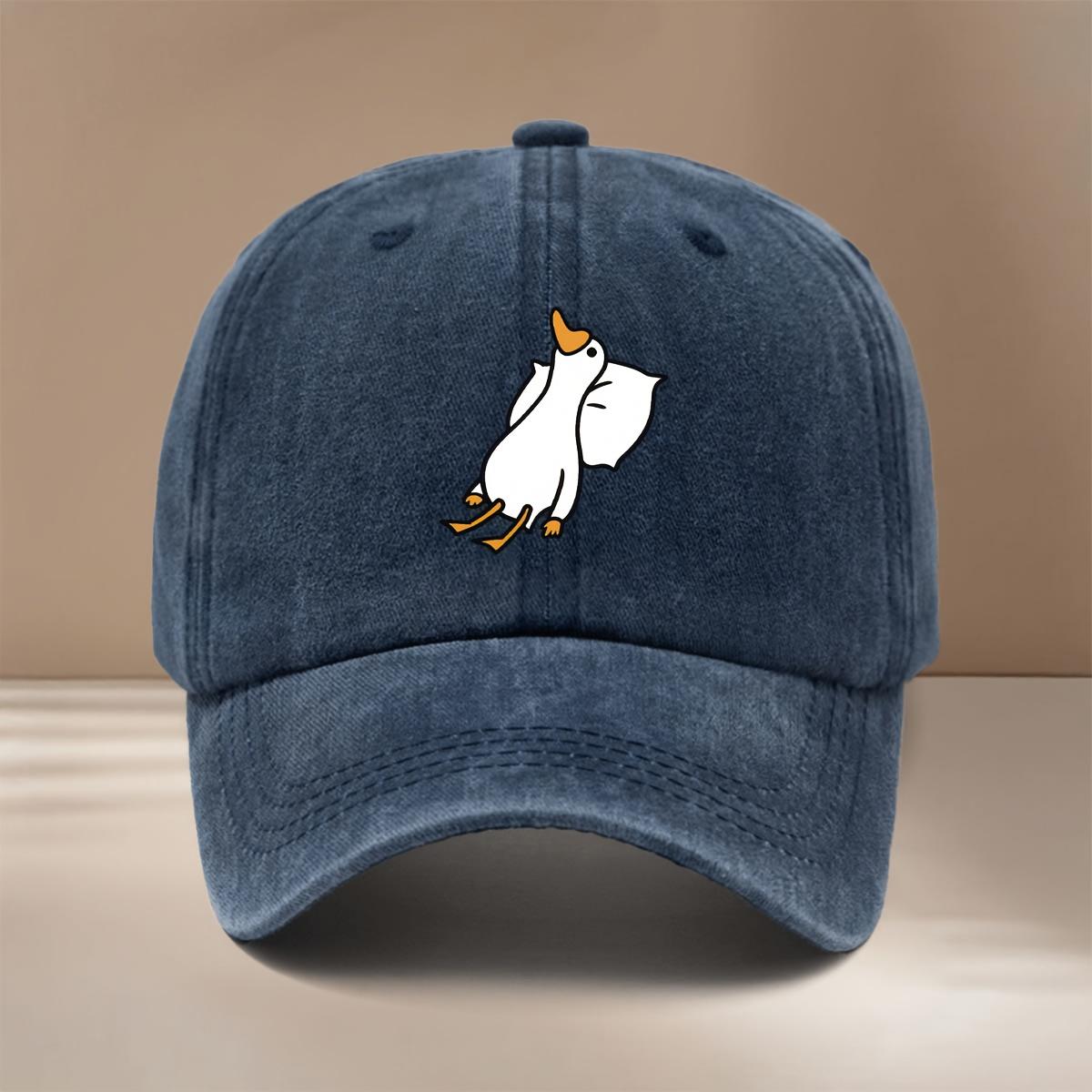 

Trendy and Comfortable Adjustable Peaked Trucker Hat with Printed Flat Duck Pattern Baseball Cap темно-синий
