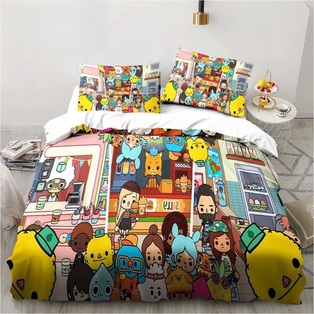Novo jogo Toca Life World Conjunto de cama Escavadeira Lençol King Twin Double Conjunto de cama infantil Microfibra ou conjunto de capa de edredom de poliéster