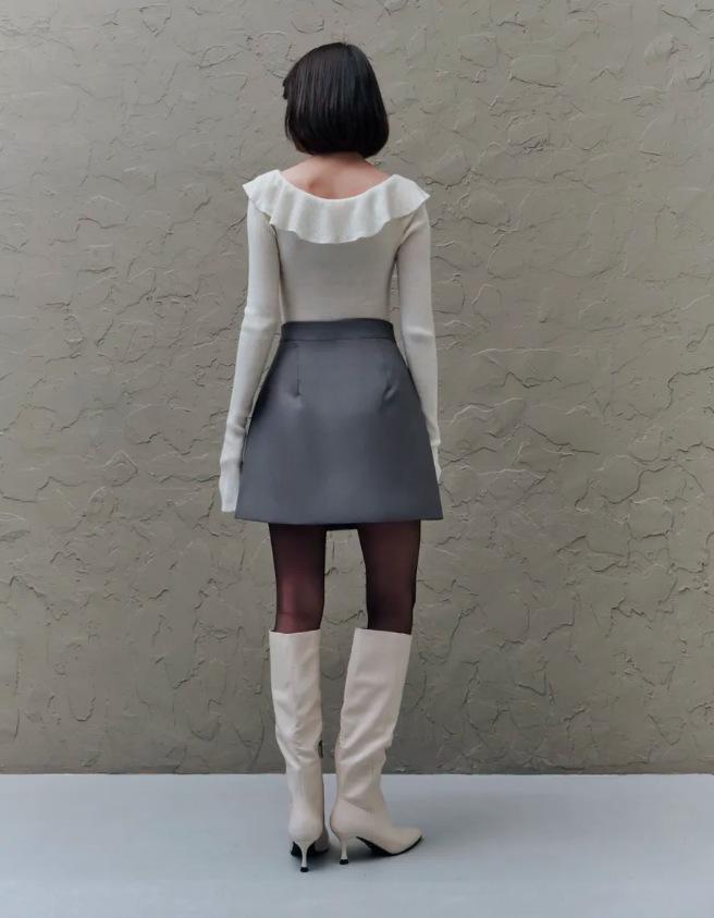 2025 Spring Korean High-Waisted Slimming Anti-Exposure Irregular Mini Skirt