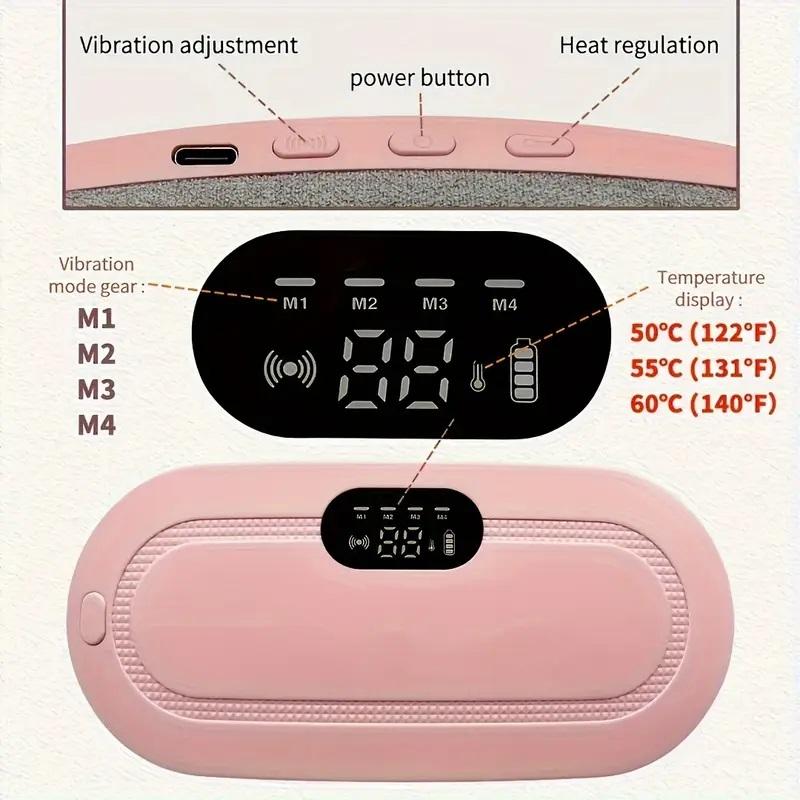 USB Charging Portable Menstrual Abdominal and Waist Heating Massage Pad, Warm Waist and Abdomen Electric Heating Waist Belt