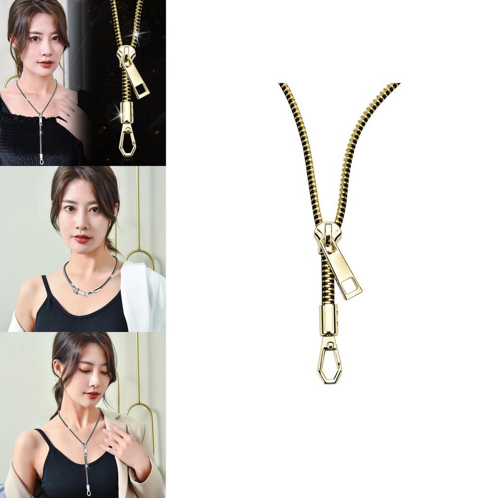 Elegant 18k Gold And Silver Zipper Lockbone Necklace For Couples Trendy And Minimalistic Design
