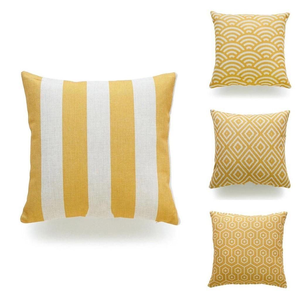 Premium Quality Mustard Yellow Geometric Cushion Cover For Seasonal Charm
