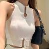 American Knitted Camisole Hollow-out Tank Top Women's Outerwear Hot Girl Summer Backless Base Layer Sweet & Spicy Short Sexy Top