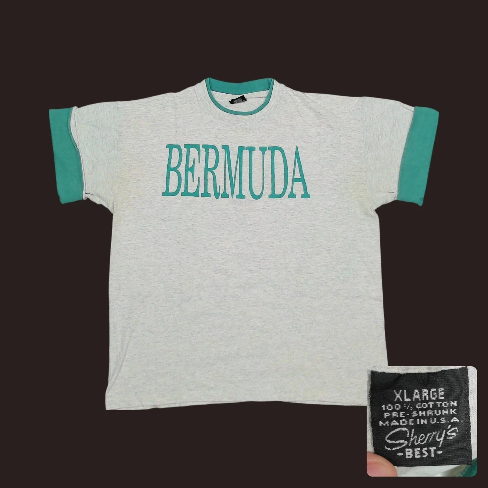 

Vintage 90s Bermuda Tourist Puff Print T-Shirt Mens L Boxy Sherrys Best XL