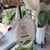 Cute Embroidery Women'S Drawstring Shoulder Bag Cartoon College Girls Book Tote Shopping Bags Large Capacity Female Handbags