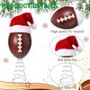 Rugby Christmas Tree Topper with Santa Hat Spring Base Bouncing Sports Ornament