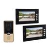 Video Intercom Entry System 2 Units 7 Inches HD Display Wired Video Door Phone Kit with 6PCS Access Cards for Villa Apartment
