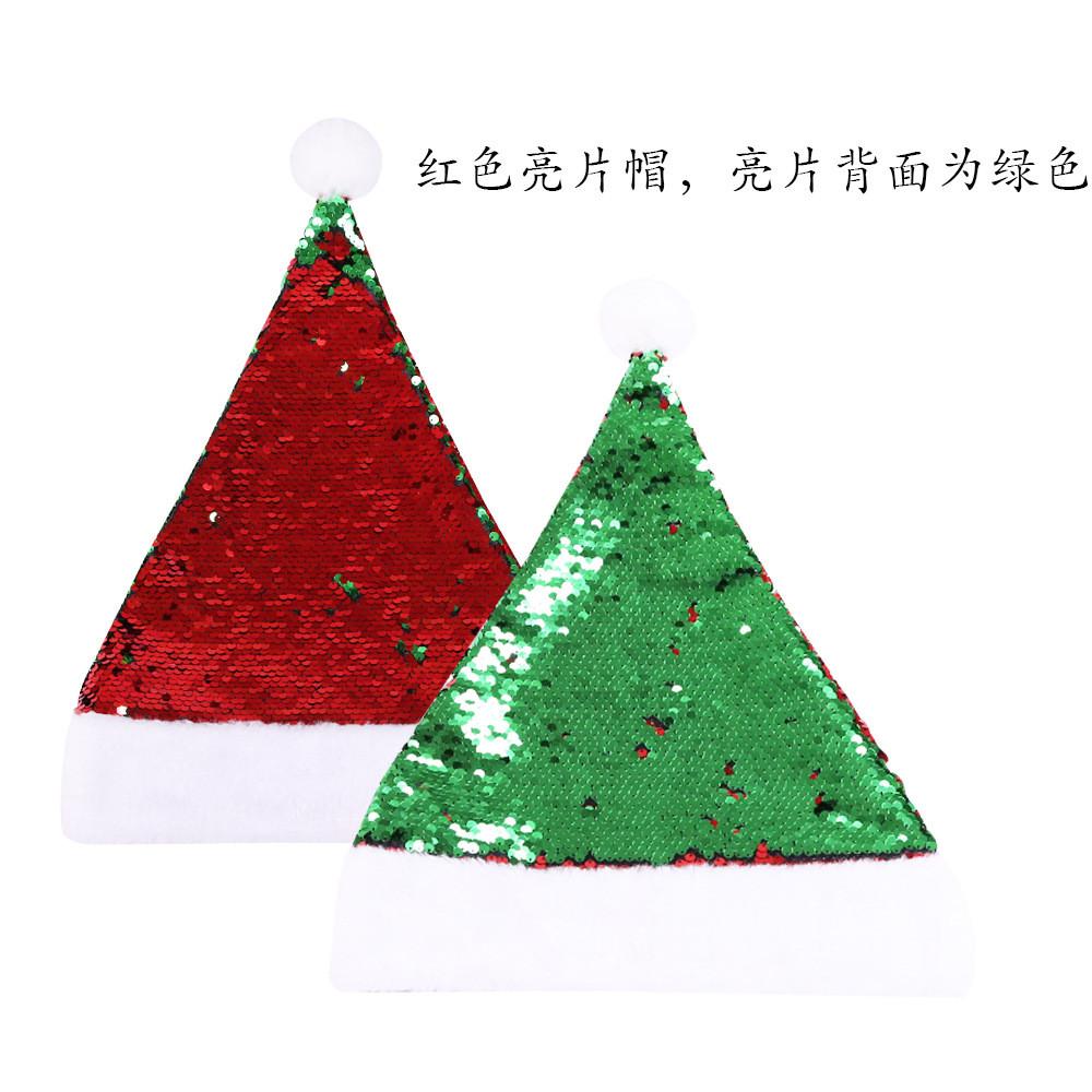 Red Eyecatching Doublesided Sequin Christmas Hat For Adults And Children With Antlers