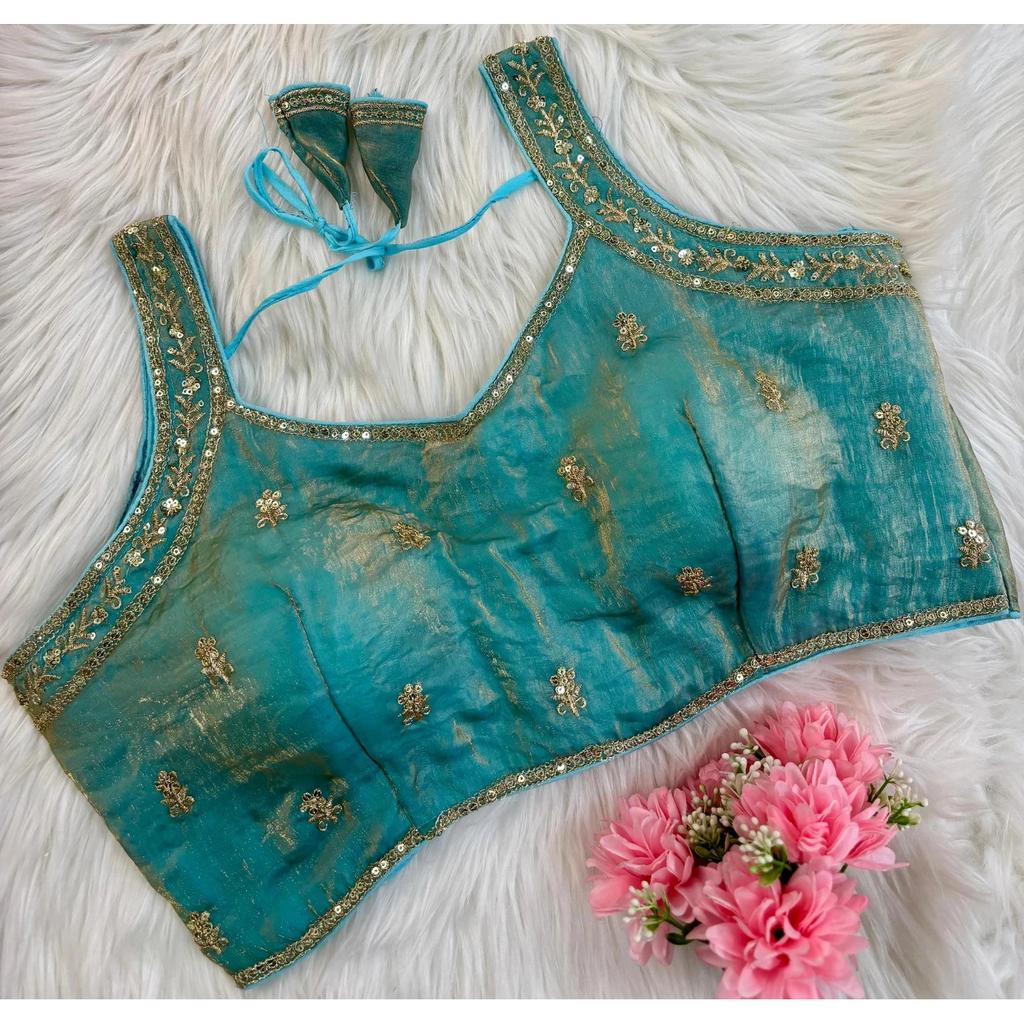 Indian Women's Silk Blend Sleeveless Blouse Bollywood Party Wear Ethnic Choli