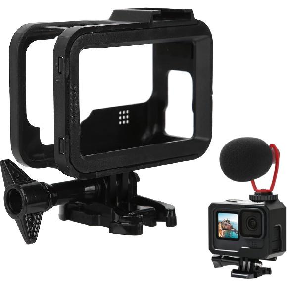 Action Camera Cage Protective Case Anti‑Fall Frame Housing with Cold Shoe Mount for 9