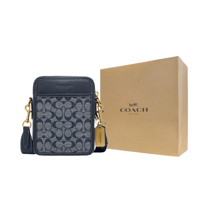 Coach Sullivan Jacquard Fabric Cow Leather Crossbody Bag , Shoulder Bag Small Men's Denim (Unisex) Crossbody Bags CG996 B4DE