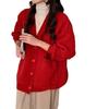 Lazy wind jacket women's autumn new v-neck solid color knitted cardigan women's loose large size sweater women's outer wear