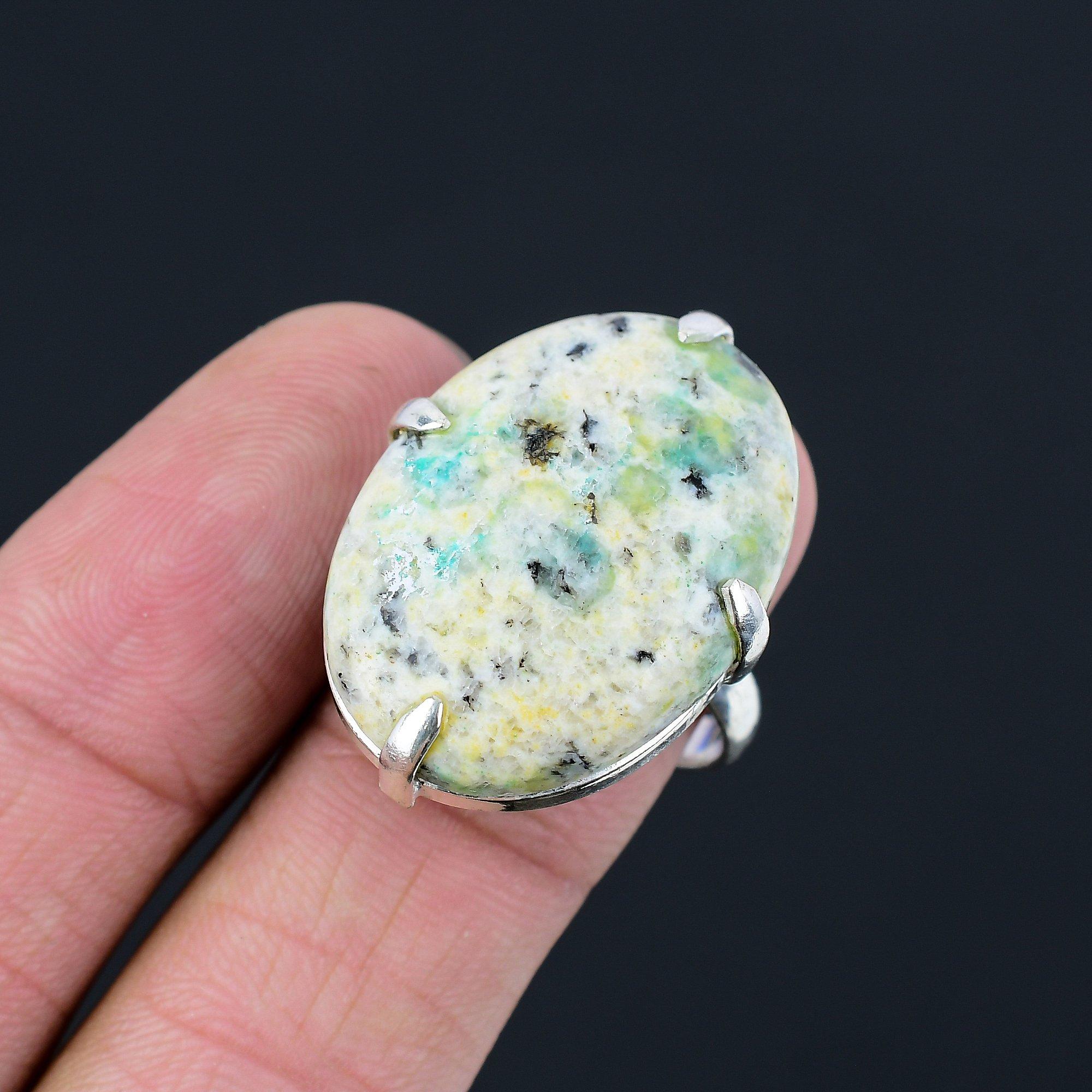 Friendship Day Sale Oval Natural K2 Jasper Mother New Promise Ring 925 Silver 9