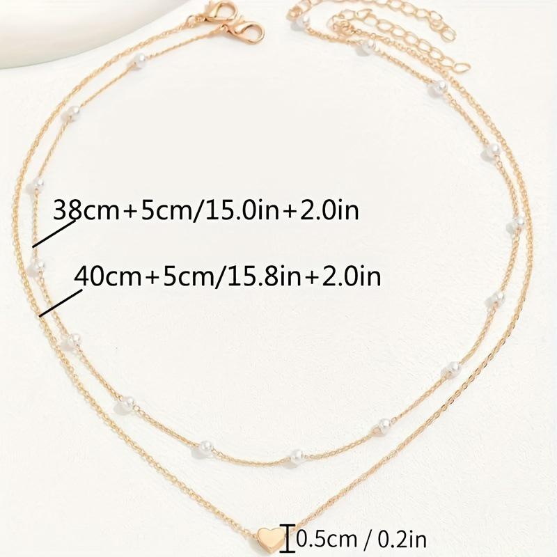 Vintage Pearl Choker Necklaces For Women Fashion Double Layer Chain Small Love Heart Pendant Necklace Jewelry Gift