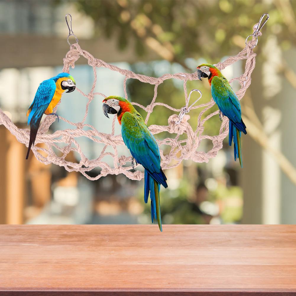 Parrot Birds Toys Hemp Rope Large Climbing Net Parrots Supplies with Hooks