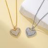 Copper Real Gold Plated Hollow Full Zircon Love Heart Pendant Necklace Women Light Luxury Simple Versatile Collarbone Chain Jewelry Gift