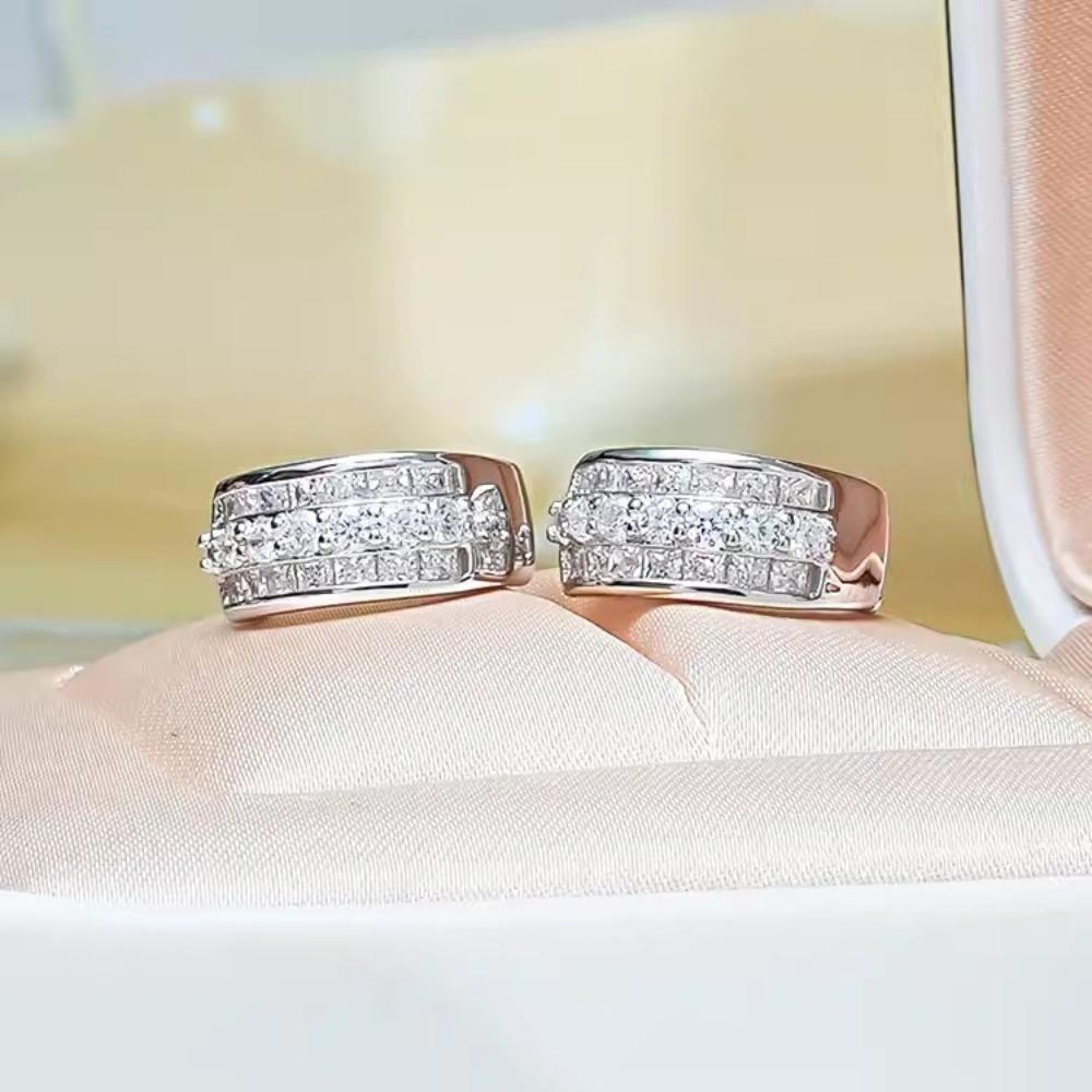 Red Corundum Stud Earrings Luxury Fashion Gemstone Setting Blue Spinel Earrings for Women