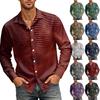 Men's Casual Lightweight Long Sleeve Shirt Button Front Cardigan with Stripe Print and Turn Down Collar Suitable for Everyday Wear