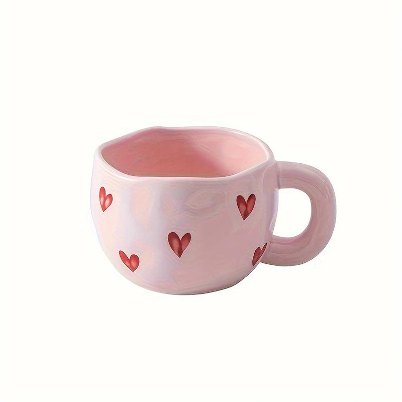 

1 шт. Керамическая чашка для чая в форме сердца ручной работы с тонким узором для офиса и дома 7,4 унции/220 мл 220ml