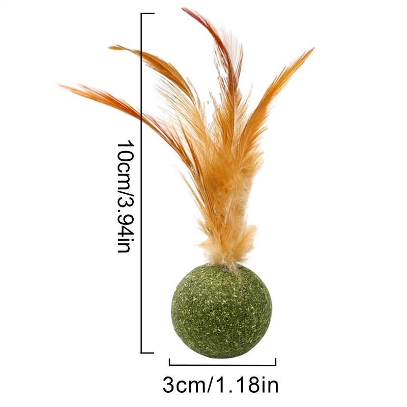 Catnip Balls for Cats Kitten Feather Edible Ball Interactive Cat Toys Indoor Cats Kicker Toy Teeth Cleaning Hairballs Removal