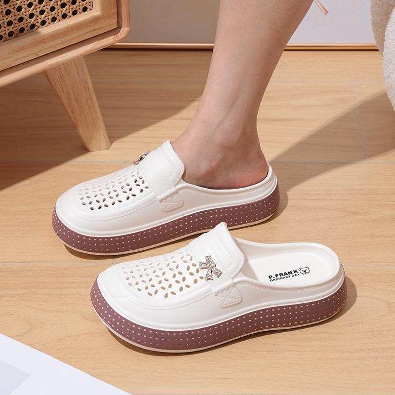 Fashion Kidmi Summer Women Slippers New EVA Round Head Clogs Flat Closed-toe Slippers Beach Slippers Thick Soles Slides Fitted Women Men