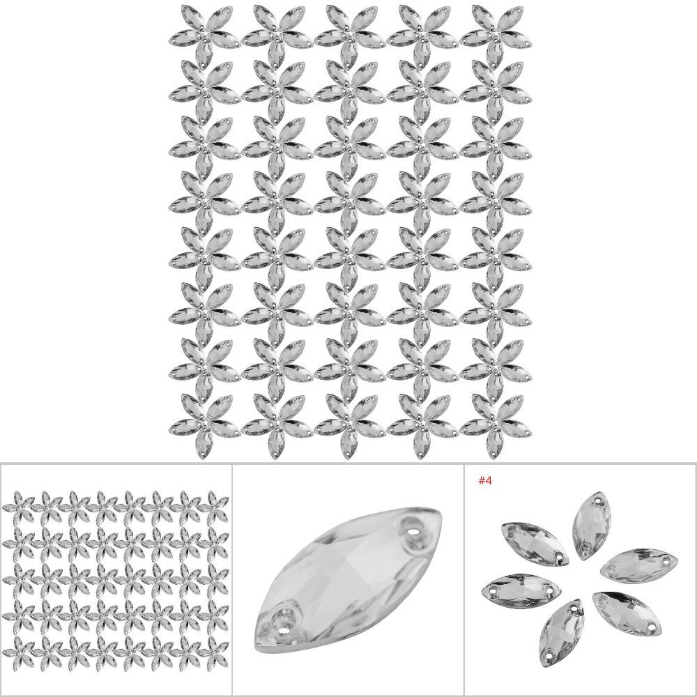 200pcs Shiny Flatback Acrylic Resin Crystal Rectangle Shape Crystal AB Sew On Rhinestones With Hole Sew On Gems