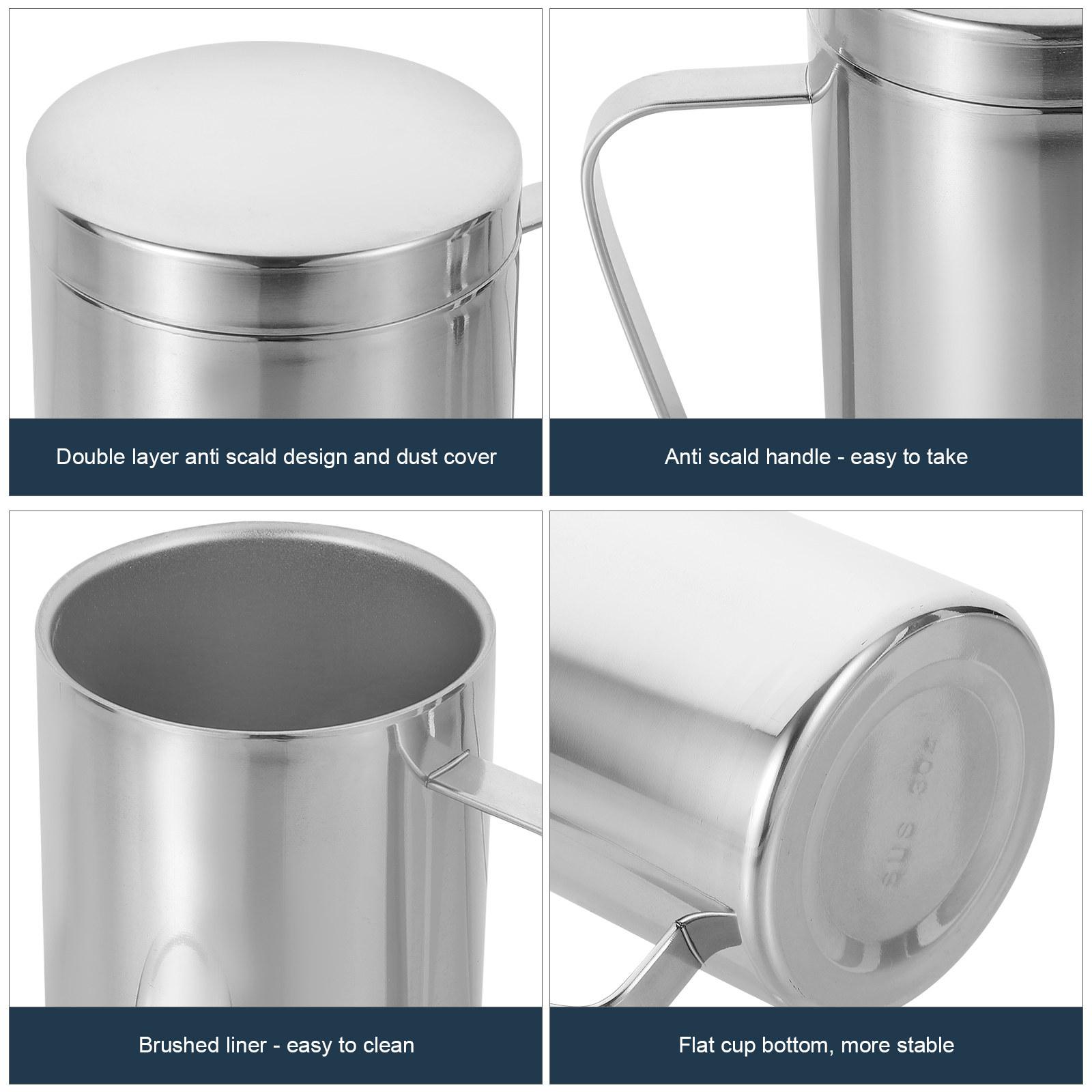 Metal Cup Stainless Steel Coffee Mug Flat Bottom with Handle Practical Household Mug for Coffee Tea Milk Juice other