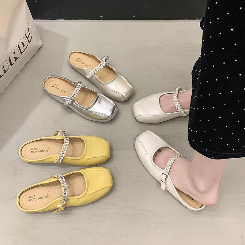 Huge good-looking flat silver single shoes, women's comfortable new summer skirt Mary Jane shoes, ballet evening shoes