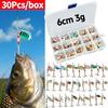 30Pcs/Box Metal Spoon Spinner Fishing Lure 6cm 3g Artificial Bait Fishing Tackle Pin Crankbait for Bass Trout Perch Pike