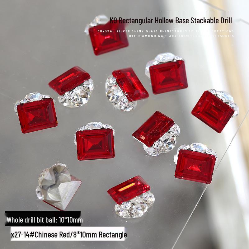 Flash K9 6mm Fat Square Rhinestones for Nail Art - Multi-faceted, No Base Holder, Wearable Nail Accessories