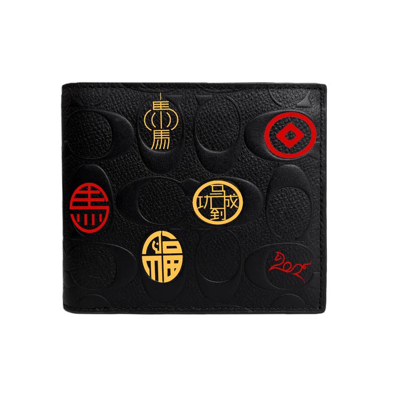 

COACH wallet [Customized bag] 3 IN 1 lucky cat, hand-painted pattern, embroidered stickers, embossed Instant success basic package (bag + dust bag) чорний