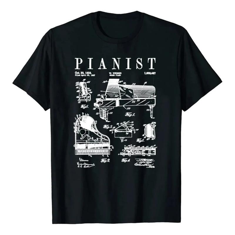 Grand Piano Old Vintage Patent Pianist Drawing Camisetas Sum S разноцветный
