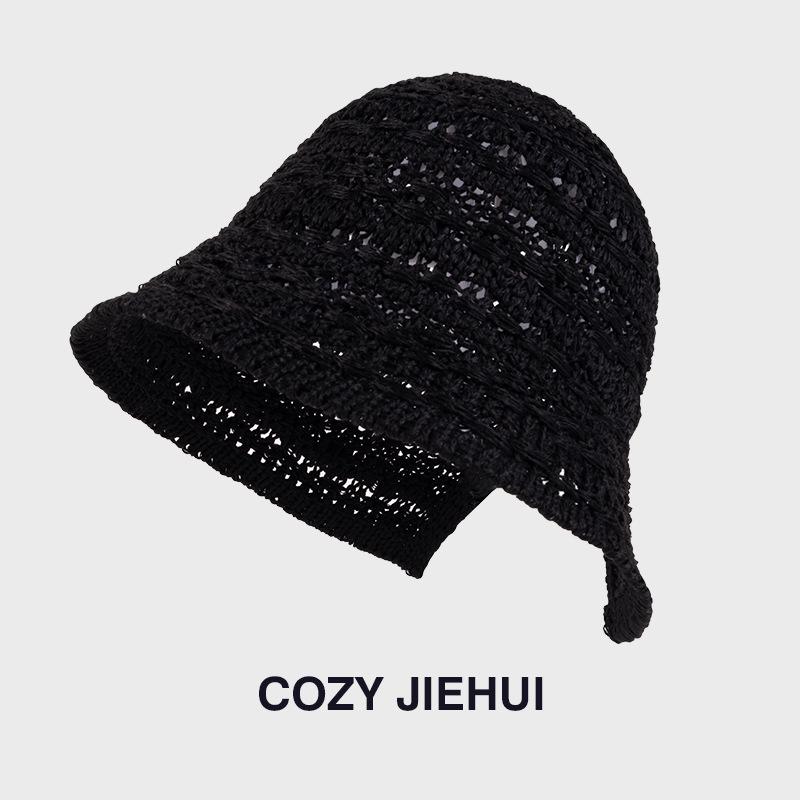 Women's Breathable Knit Bucket Hat - Spring/Summer Sun Protection, High-End Fisherman Style 2025