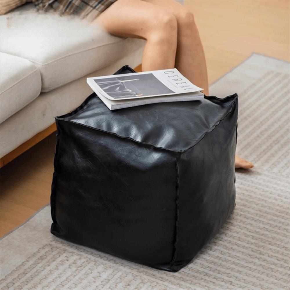 Large Capacity PU Leather Ottoman Waterproof Moroccan Pouf Foot Rest Unstuffed Cushion Cover  Home