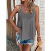 Fashion Summer Women Knitted Vest Round Neck Solid Color Female Loose Casual New Sling Tank Tops Hollow Out Elegant Solid Color Shirt Simple Clothing