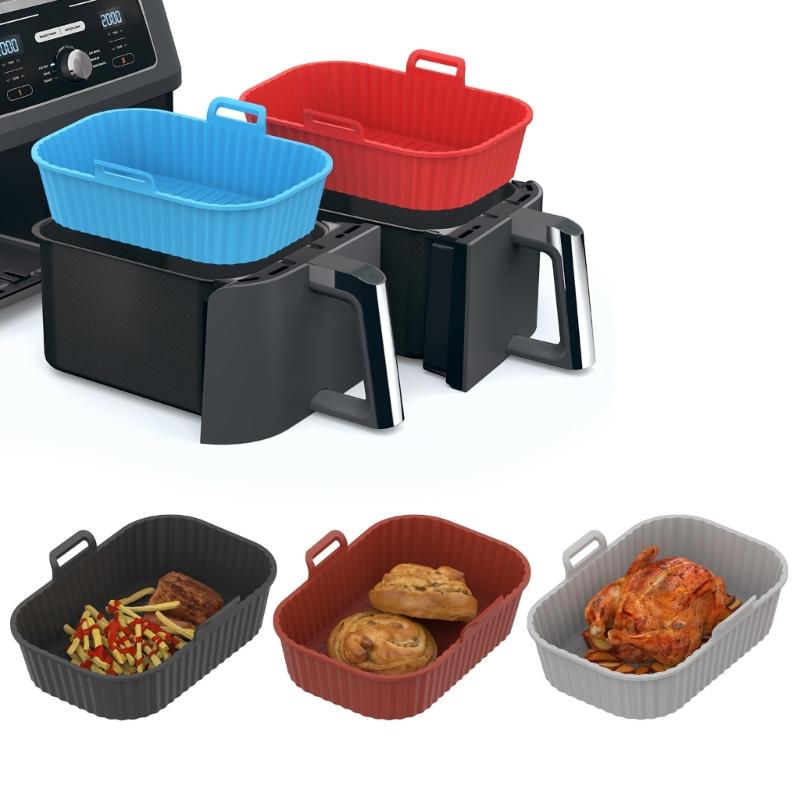Rectangular/Round Air Fryer Pad NonStick Silicone Mat Reusable Air Fryer Accessories Silicone Material for Air Fryer
