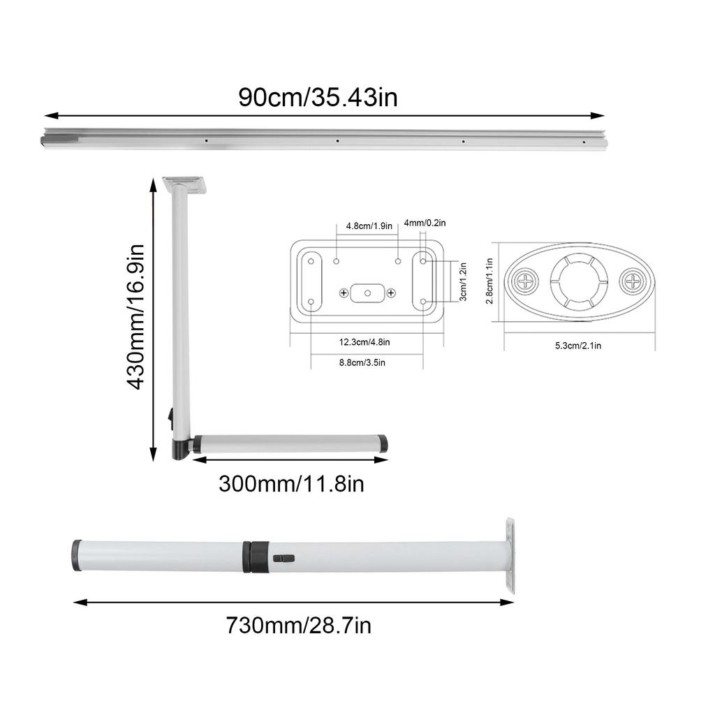 Table Support RV Table Stand 730mm/28.7in Folding Table Leg Detachable Outdoor Aluminium Alloy for RV Trailer Motorhome