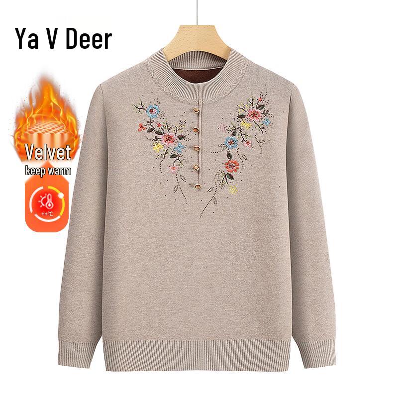 

Yalu Women s Embroidered Fleece-Lined Knit Sweater 4XL
