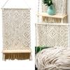 Wall Hanging Shelves Plant Shelf Rope Wooden Hanging Storage Floating Shelves Macrame Wall Hanging Shelf For Bedroom Bathroom Living Room