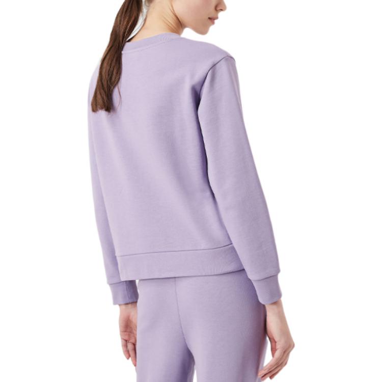 Emporio Armani FW22 Bluza z haftowanym logo z literami, gładka, z okrągłym dekoltem, z długim rękawem, damska, fioletowa, 6L2M7D-2J49Z-0831
