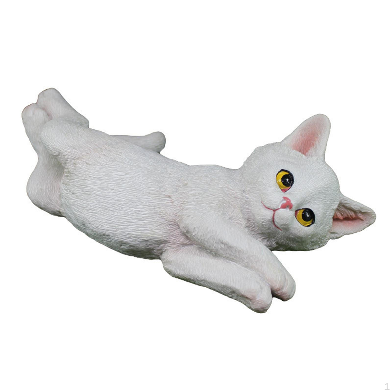 Cute Cat Figurine Garden Statues Sculpture Decorations Pets Exquisite Resin for Living Room Desktop
