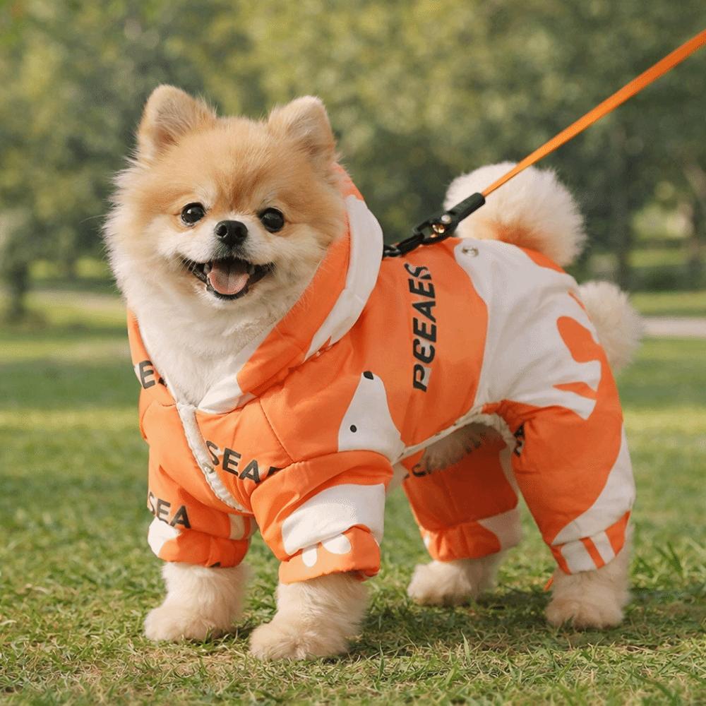 Warm Dog Winter Clothes Splash-proof Anti-Shedding Four-legged Clothing Cartoon Thick Dog Fleece Jacket Daily Walk