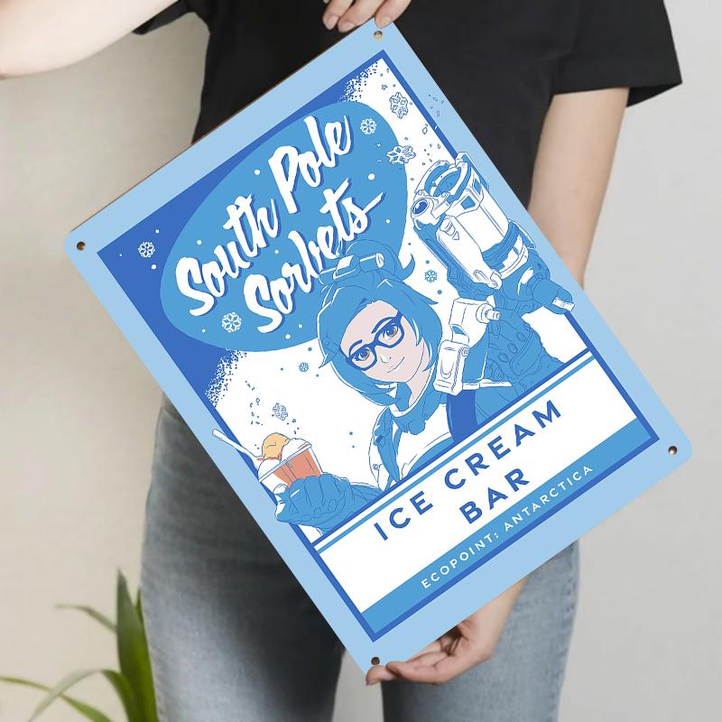 

South Pole Sorbet Ice Cream Bar Ecopoint Antarctica Character Metal Tin Sign Wall Decor 20x30cm（7.8x11.8inch）