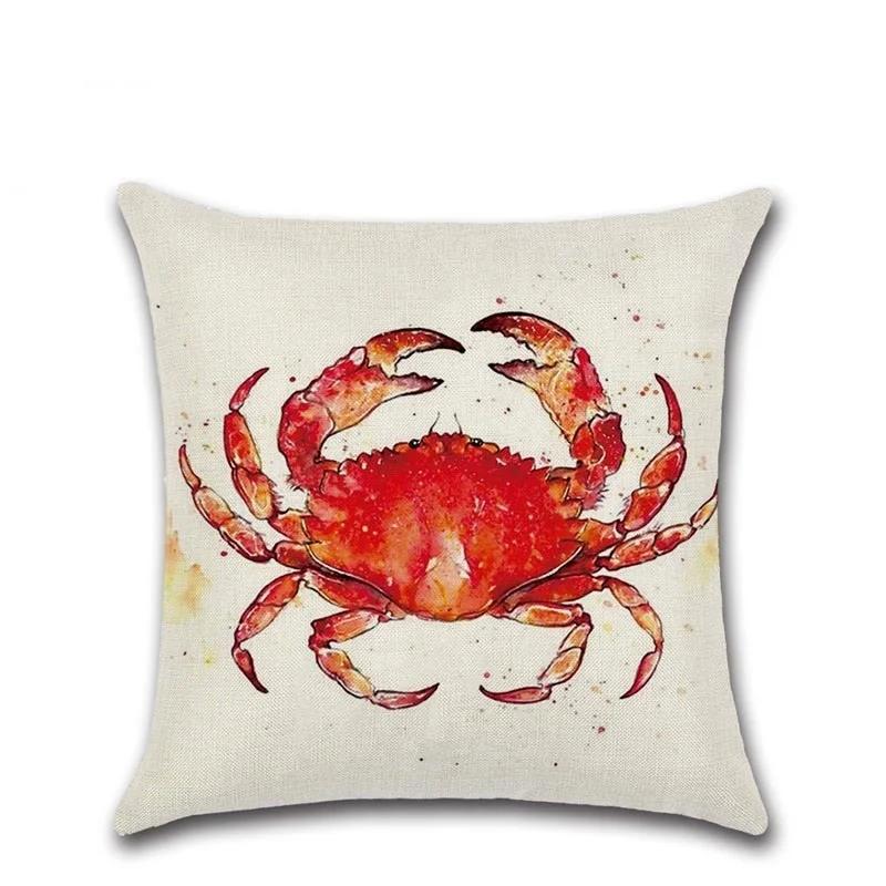 Sea Turtle Nautical Mermaid Pattern Cotton Linen Throw Pillow Cushion Cover Car Home Decoration Sofa Decorative Pillowcase 40018