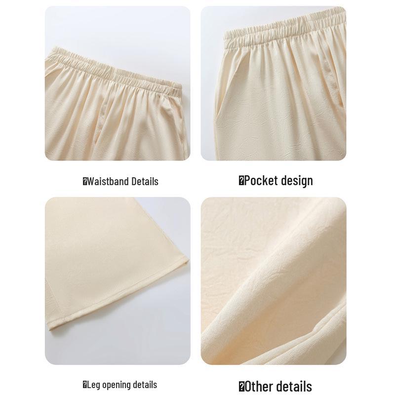 Mid-Age Women's High-Waisted Satin Wide-Leg Pants - Comfortable, Slimming, Versatile, Casual for Spring/Summer
